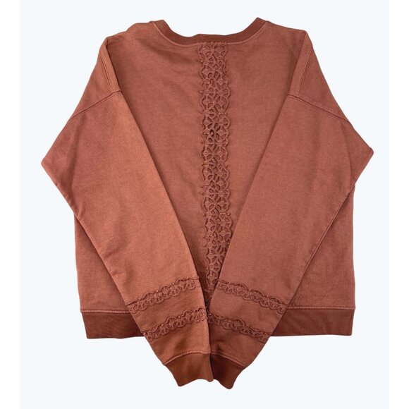 Saltwater Luxe Womens M Crewneck Sweatshirt Spice Cotton Lace Back & Sleeve - Picture 15 of 15